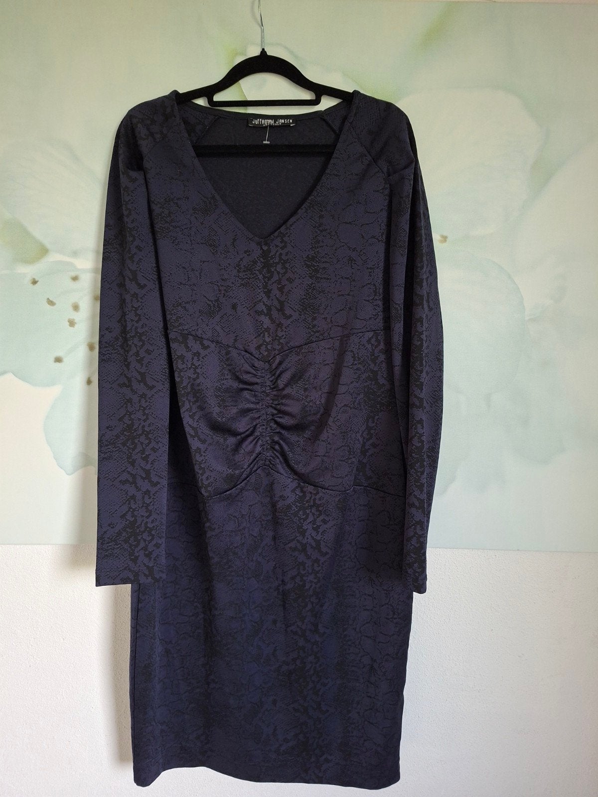 Juffrouw Jansen Jurk - Donkerblauw met Slangenprint, Kleding | Dames, Blauw, Maat 46/48 (XL) of groter, Ophalen of Verzenden, Zo goed als nieuw