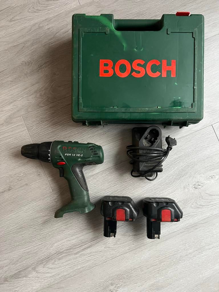 Bosch PSR 12 VE-2 Accuboormachine met Koffer en Accu's, Ophalen, Gebruikt, Variabele snelheid, Boor- en Schroefmachine