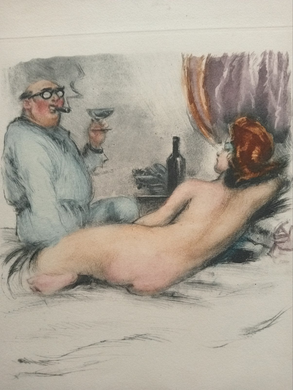 Ets 20e eeuw Erotiek Naakt Stijl Felicien Rops, Antiek en Kunst, Kunst | Etsen en Gravures, Ophalen of Verzenden