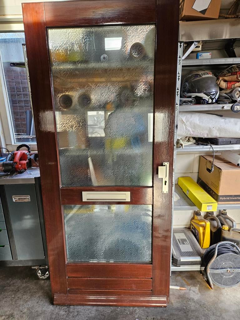 Hard houten voordeur, Ophalen of Verzenden, Gebruikt, Buitendeur, 200 tot 215 cm
