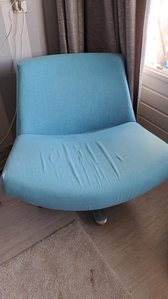 Blauwe design fauteuil, Ophalen, Eenpersoons, 75 tot 100 cm, Minder dan 150 cm