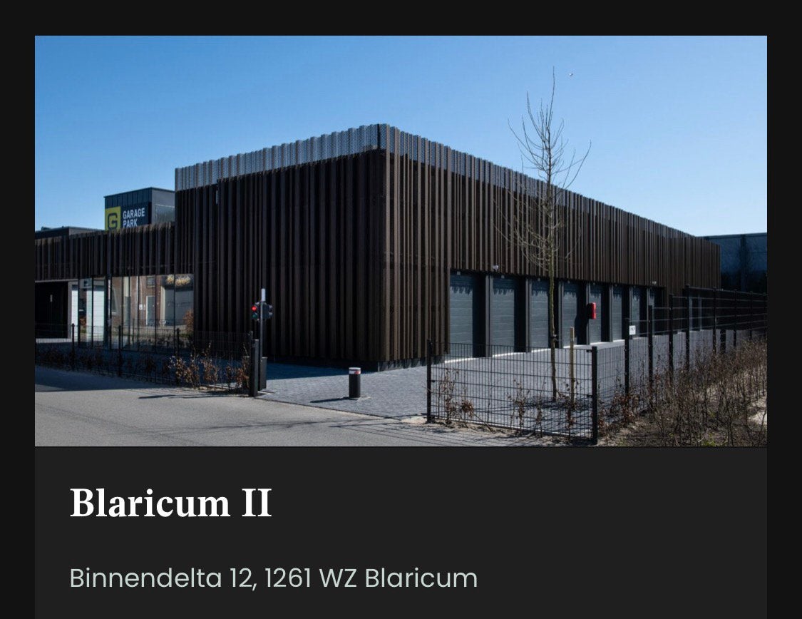 GaragePark Blaricum II Garagebox, Huizen en Kamers, Garages en Parkeerplaatsen, Noord-Holland