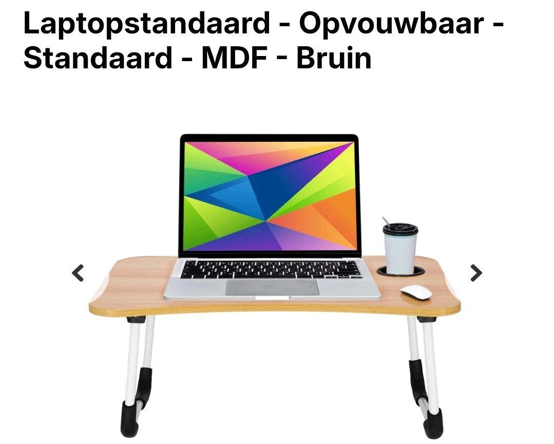 Laptopstandaard - Opvouwbaar - MDF - Bruin, Ophalen of Verzenden, Nieuw, Springos