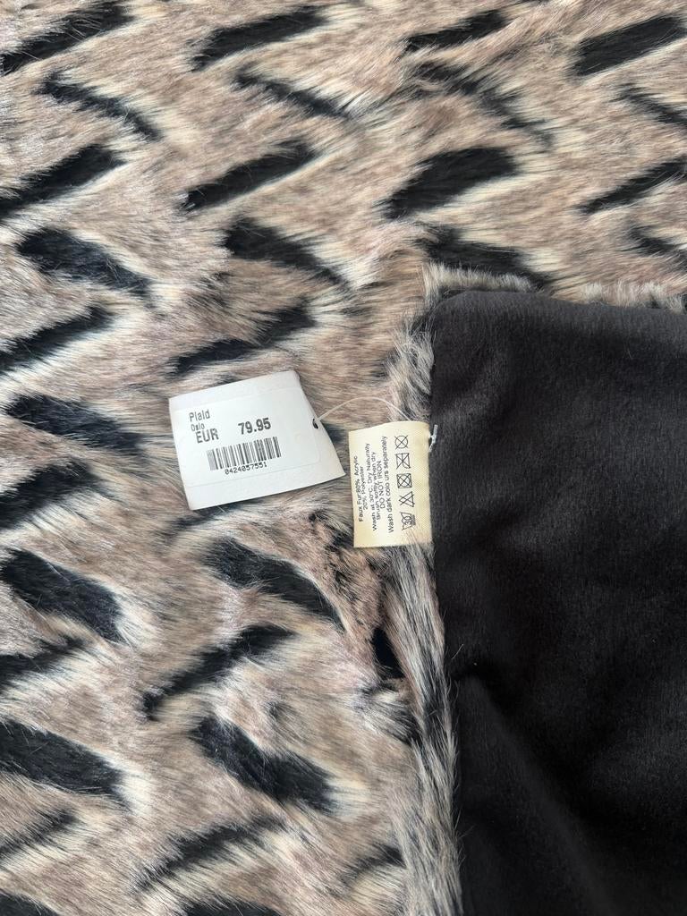 Luxe Faux Fur Plaid - Zwart/Beige Zigzag Patroon, Ophalen of Verzenden, Nieuw