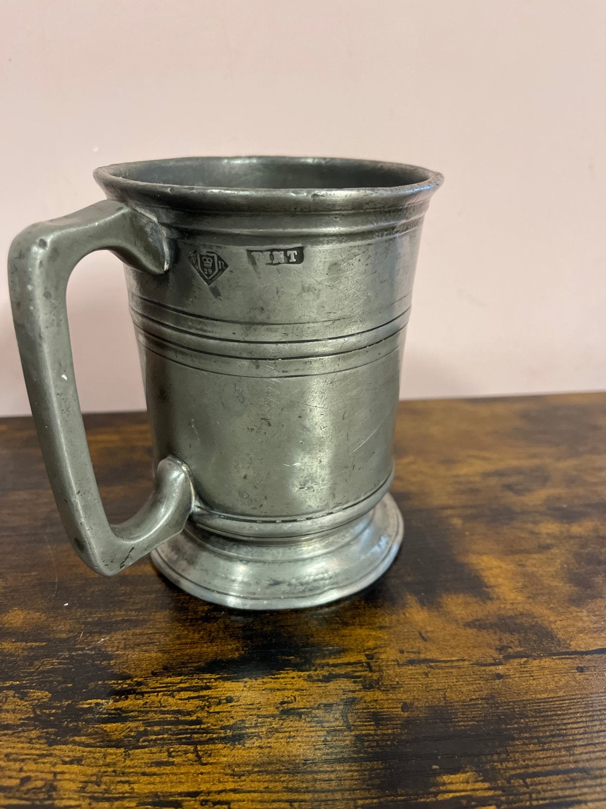 Antieke tinnen pint met gravures, 19e eeuw, Ophalen of Verzenden