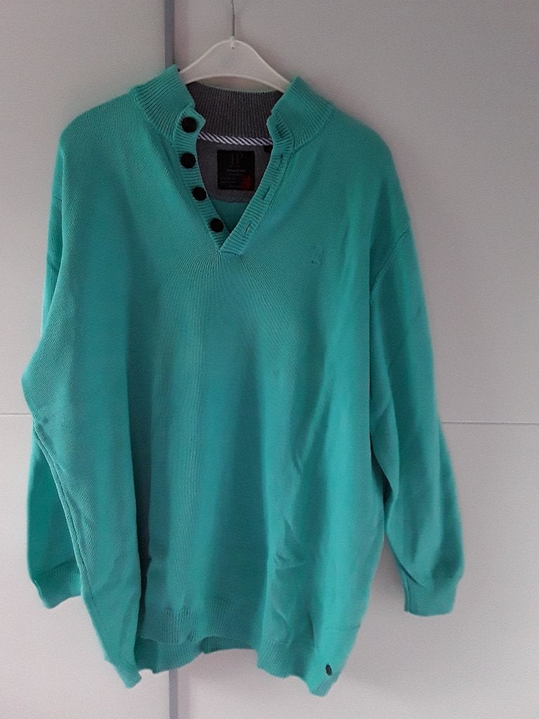 JP Johann Popken Groene Trui Met Knopen Maat 3XL = 64/66, Kleding | Heren, Trui of Vest, JP, Ophalen of Verzenden, Zo goed als nieuw
