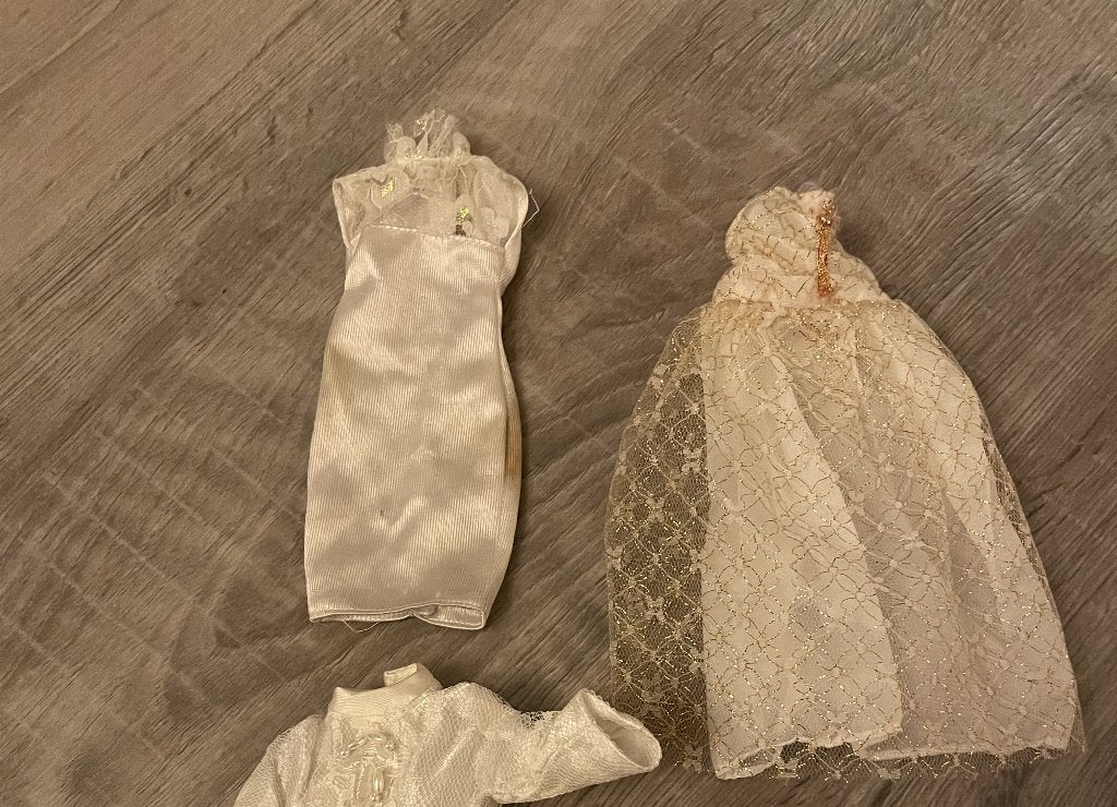 Vintage retro barbiekleding bruidsjurk sindy fleur kleding, Ophalen of Verzenden, Zo goed als nieuw, Kleertjes