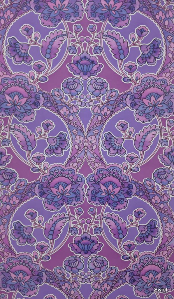 12474 vintage bloemen behang in paars en roze tinten swiet, Verzenden, Zwart