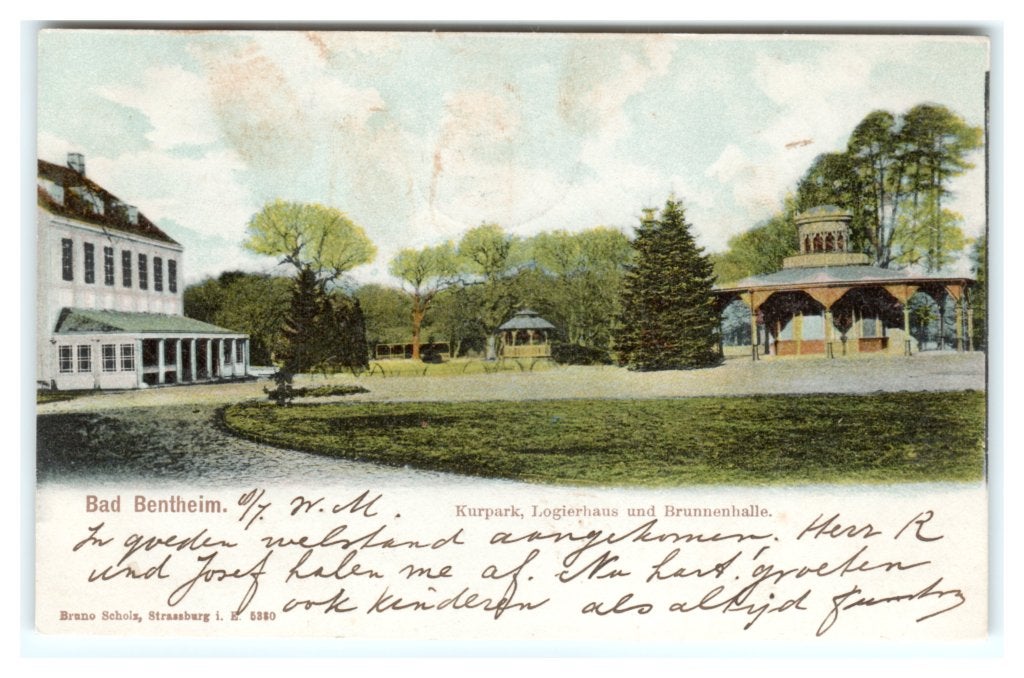 Bad Bentheim, Kurpark - Logierhaus und Brunnenhalle, Ophalen of Verzenden, Voor 1920, Gelopen, Duitsland