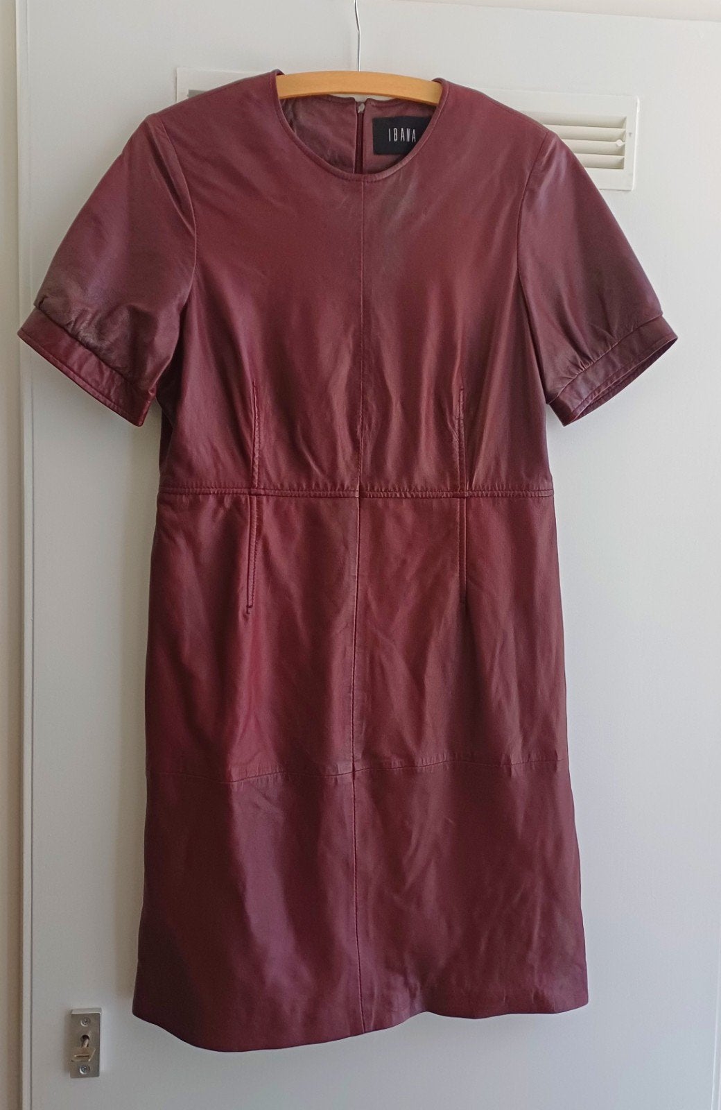 Leren jurk bordeauxrood  maat 38, Ophalen of Verzenden, Zo goed als nieuw, Maat 38/40 (M), Rood