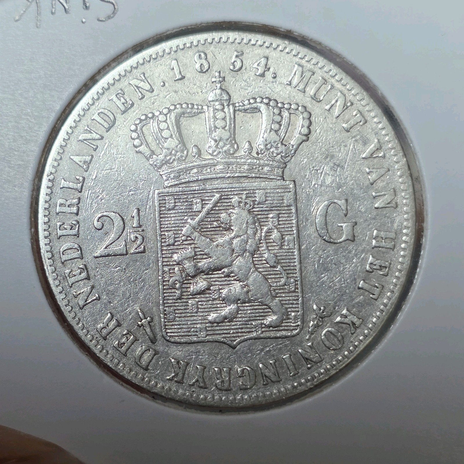 rijksdaalder 1854 Nederland, Koning Willem III, Verzenden, Zilver, Losse munt