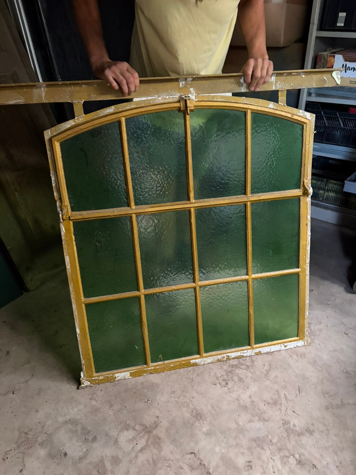 Stalraam gietijzer groen glas, Ophalen, Gevelraam of Ruit, Minder dan 80 cm