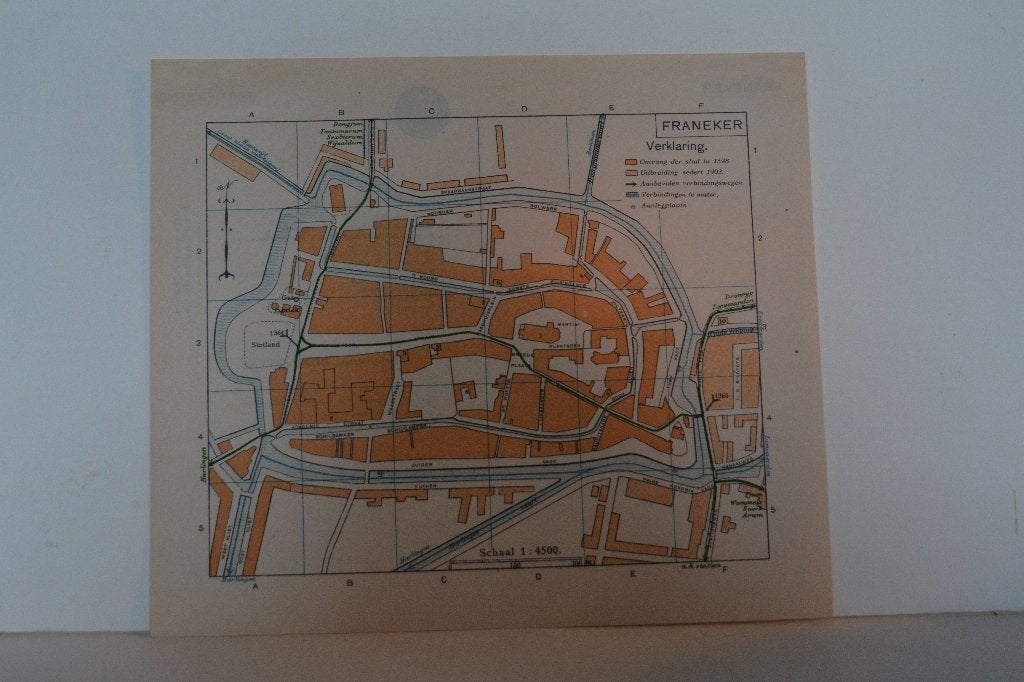 FRANEKER FRJENSJER PLATTEGROND Litho ANWB 1901-1920 GM8, Boeken, Atlassen en Landkaarten, Gelezen, Verzenden, ANWB Cartografie