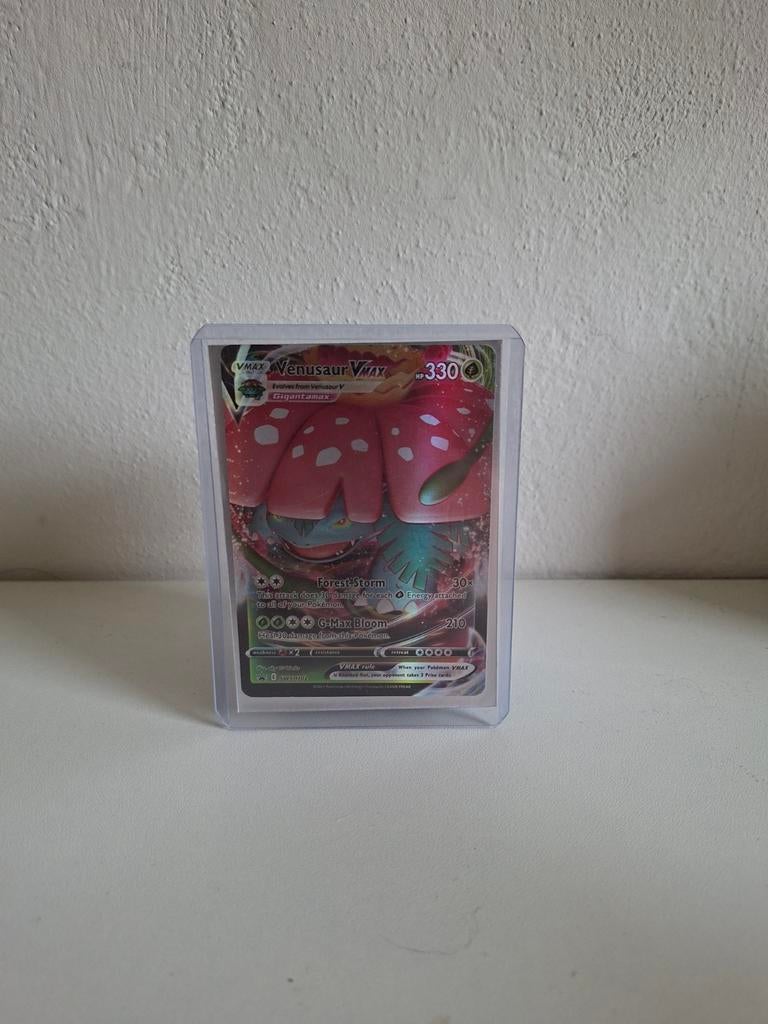 Venusaur VMAX Pokémon kaart (dubbel gesleeved), Ophalen of Verzenden, Zo goed als nieuw, Losse kaart, Foil
