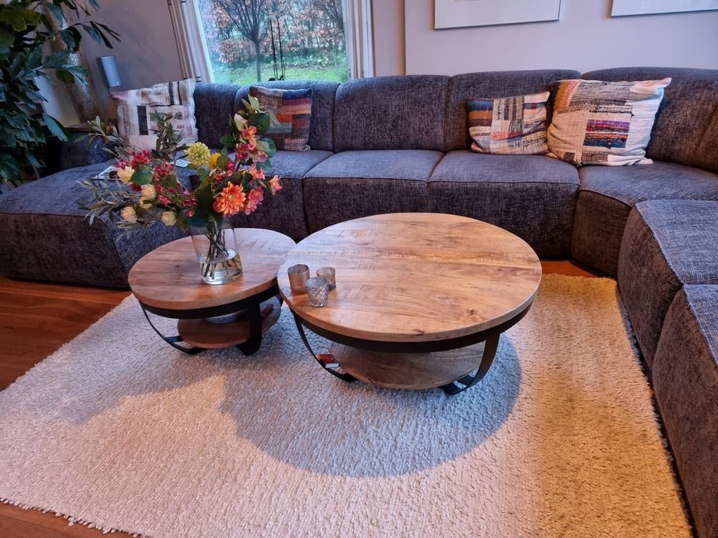 Salontafel, mango hout, 50 tot 100 cm, Rond, Zo goed als nieuw, 50 tot 100 cm