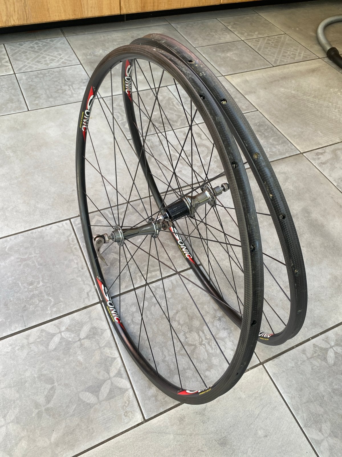 Sonic Carbon Wielset tabular - Handmade in Belgium, Gebruikt, Racefiets, Carbon, Ophalen