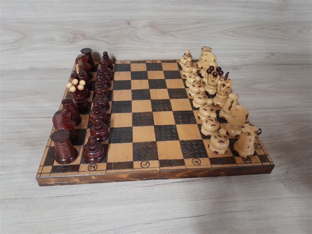 Schaak set hout - s3038, Verzenden, Zo goed als nieuw