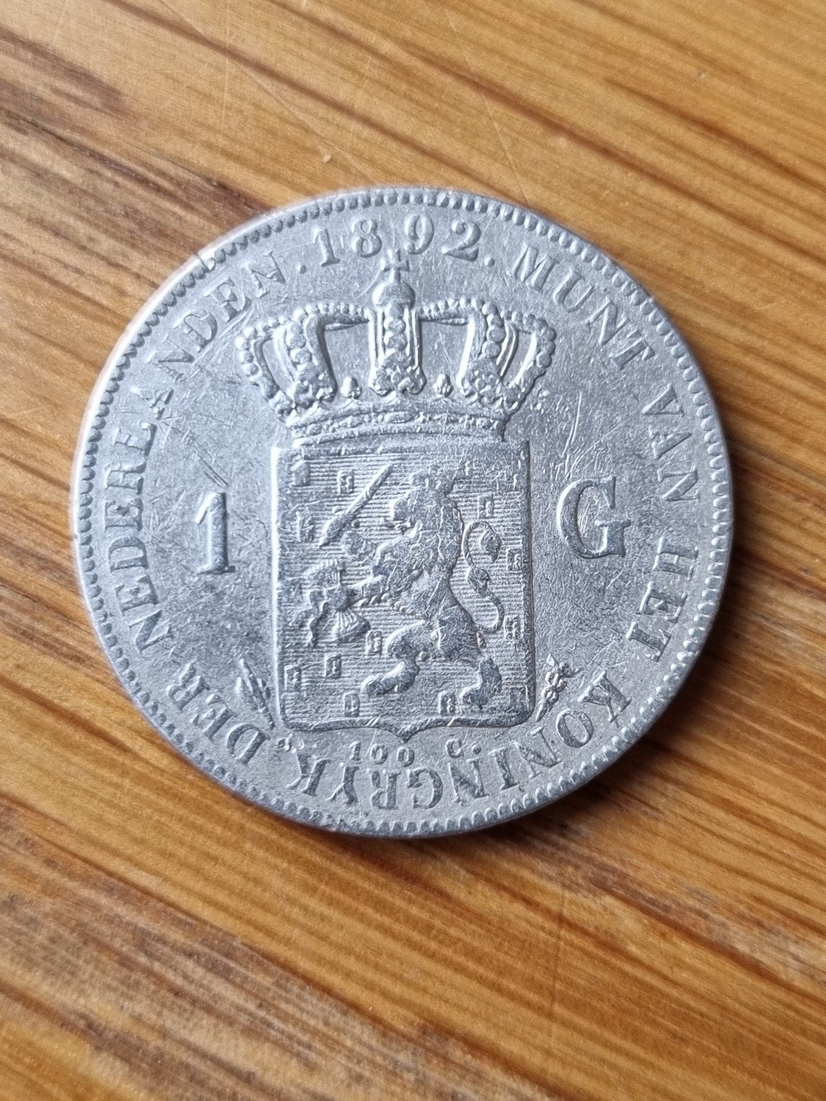 1 gulden 1892 Wilhelmina langhaar, Postzegels en Munten, Munten | Nederland, Ophalen of Verzenden, Koningin Wilhelmina, 1 gulden