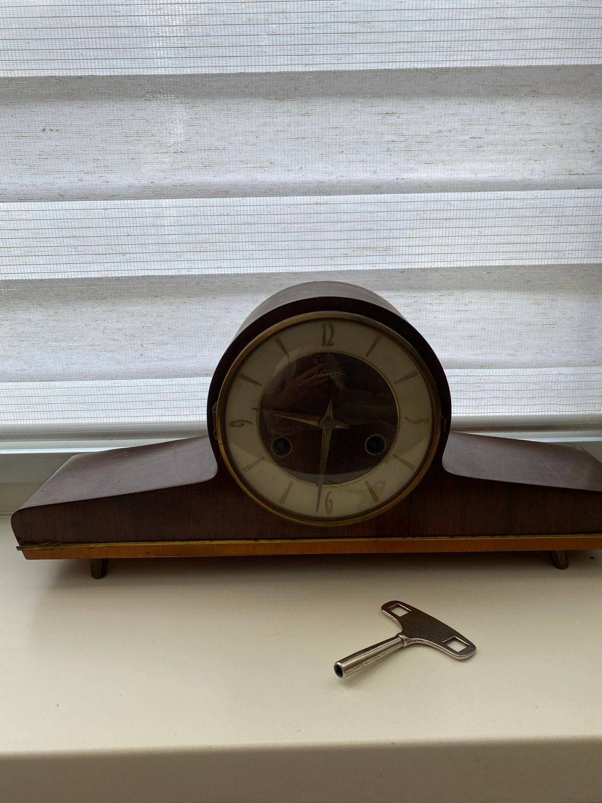 Vintage tafelklok met slinger en sleutel, Ophalen of Verzenden
