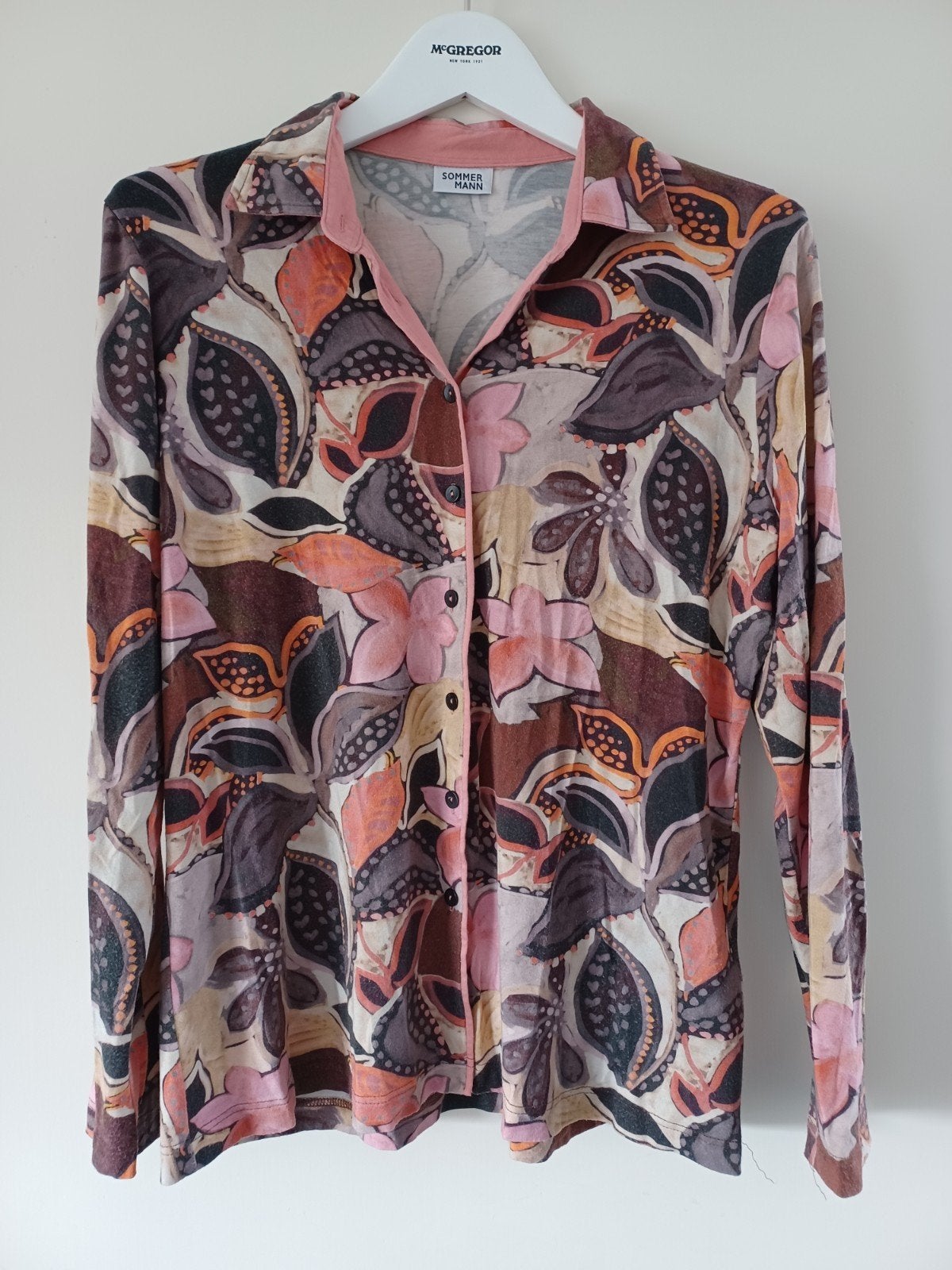 Sommermann Blouse Top Roze/Bruin Maat 40 - Bloemenprint, Maat 38/40 (M), Ophalen of Verzenden, Gedragen, Meerkleurig