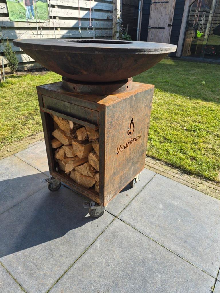 Vuurschaal Plancha cortenstaal vuurbraai grillring barbecue, Ophalen, Zo goed als nieuw
