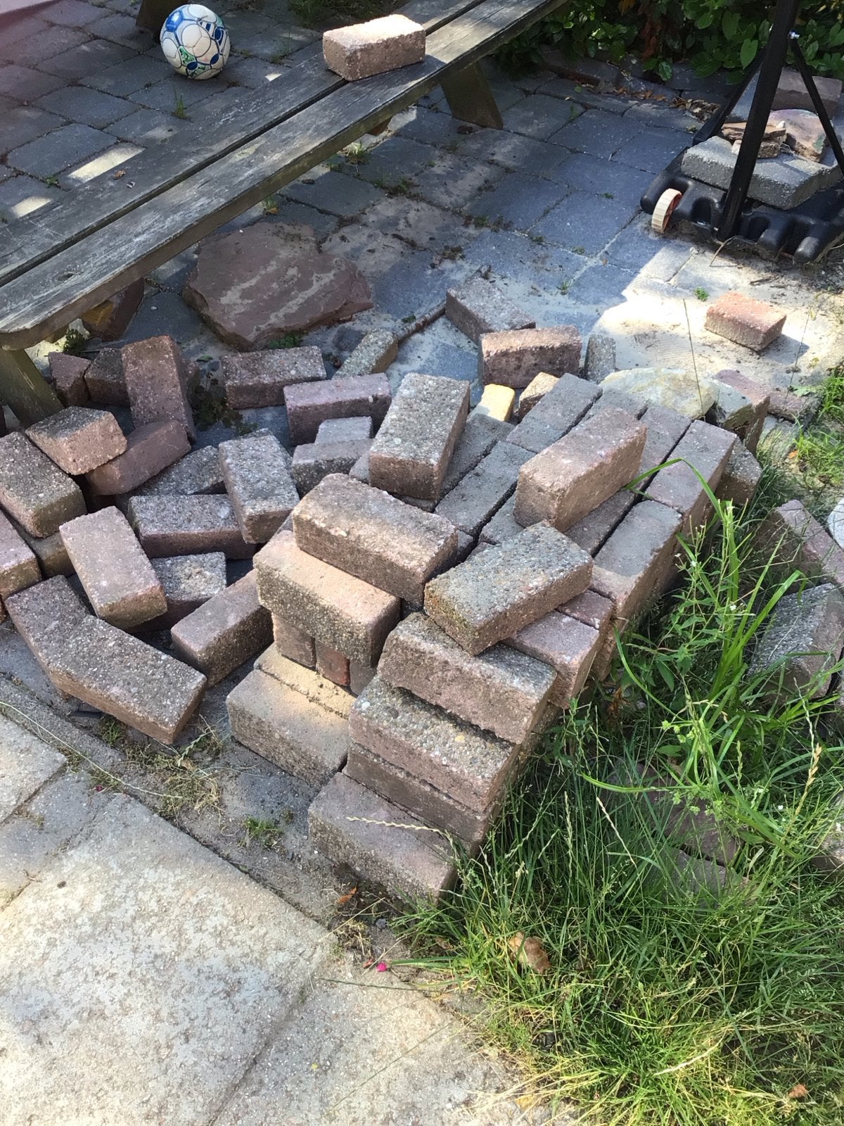 Gratis klinkers, Tuin en Terras, Ophalen