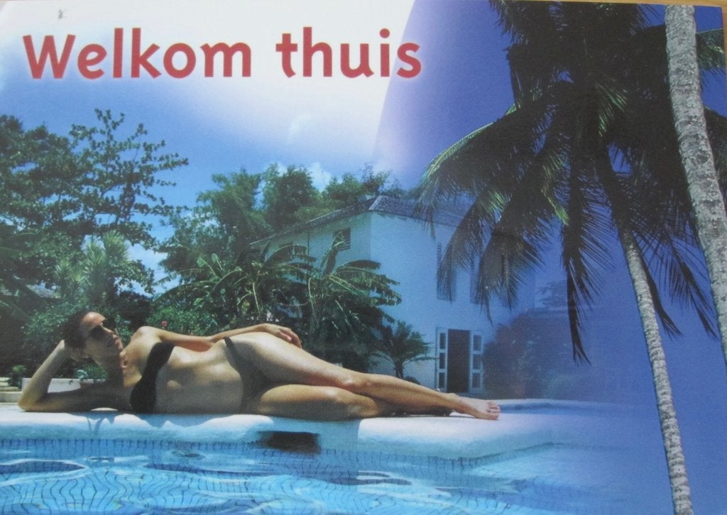 Welkom thuis - ansichtkaart met pin up, Verzenden, 1980 tot heden, Gelopen, Overige thema's