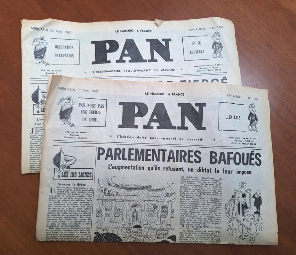 Vintage PAN l'hebdomidaire, Bruxelles, 2 x,1967, Ophalen of Verzenden, Gelezen, Krant