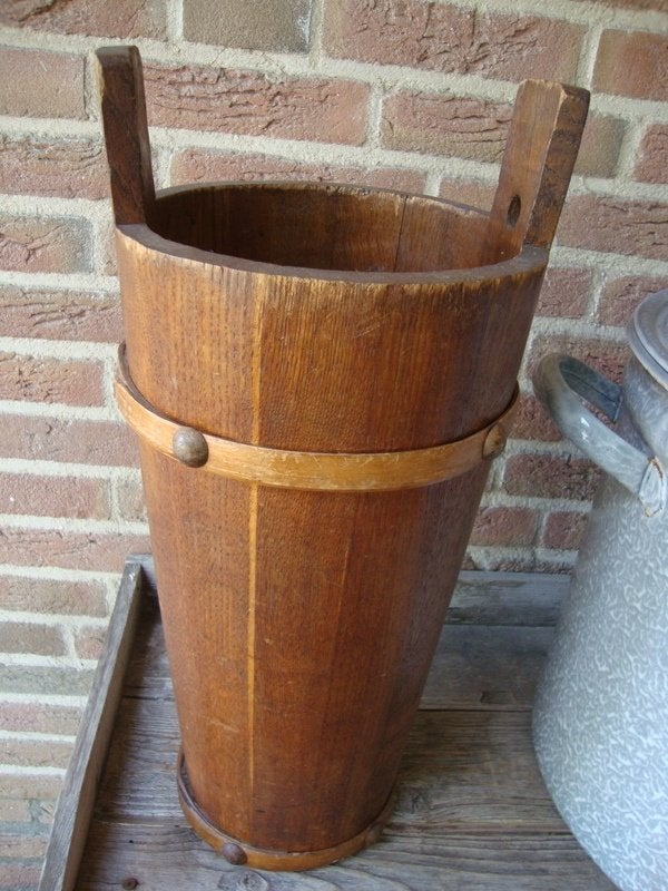 Oude houten paraplubak, Huis en Inrichting, Woonaccessoires | Paraplubakken, Ophalen, Gebruikt, Hout