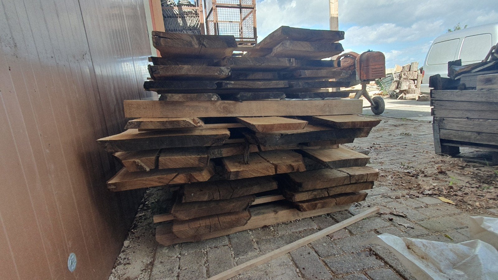 eiken schaaldelen partij planken natuurlijk vensterbank, Ophalen of Verzenden, 250 cm of meer, Planken