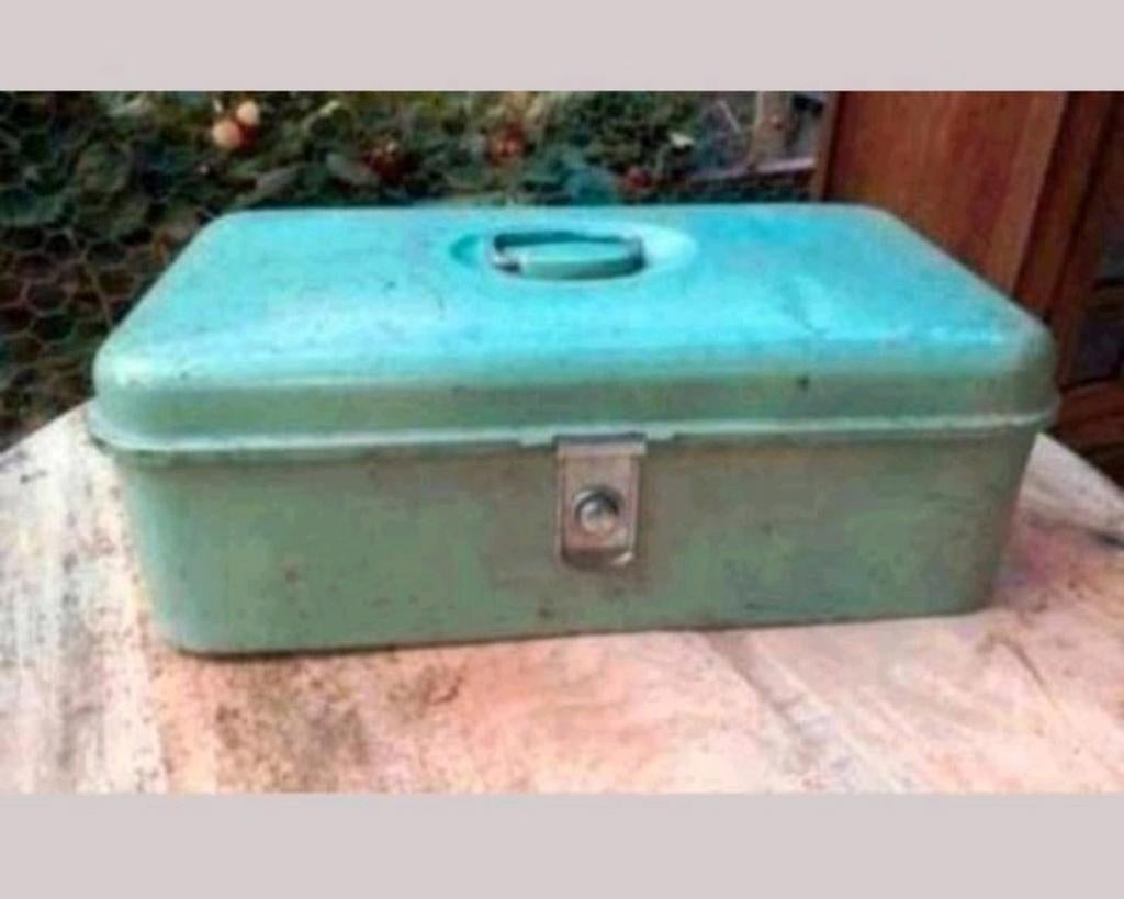 Vintage Broodtrommel - Groen Emaille, Ophalen of Verzenden