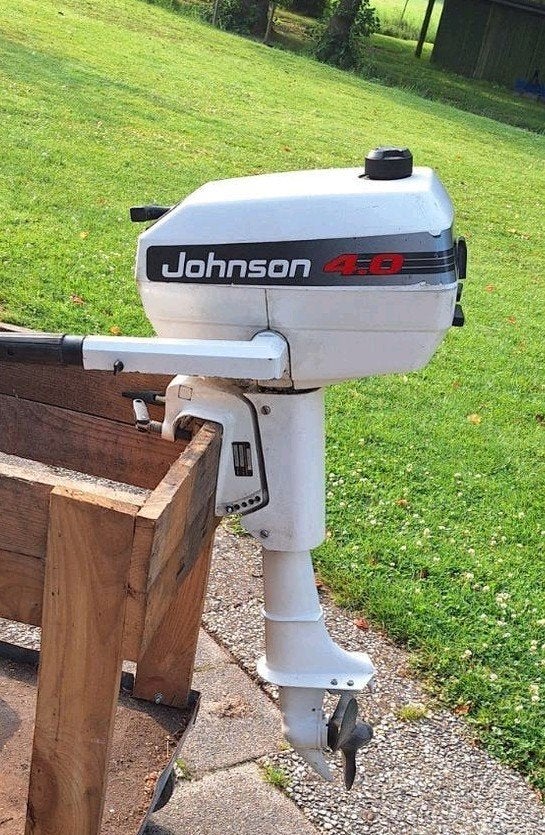 Johnson 4 pk 2 takt kortstaart, Ophalen, Gebruikt, 5 tot 10 pk, Viertaktmotor