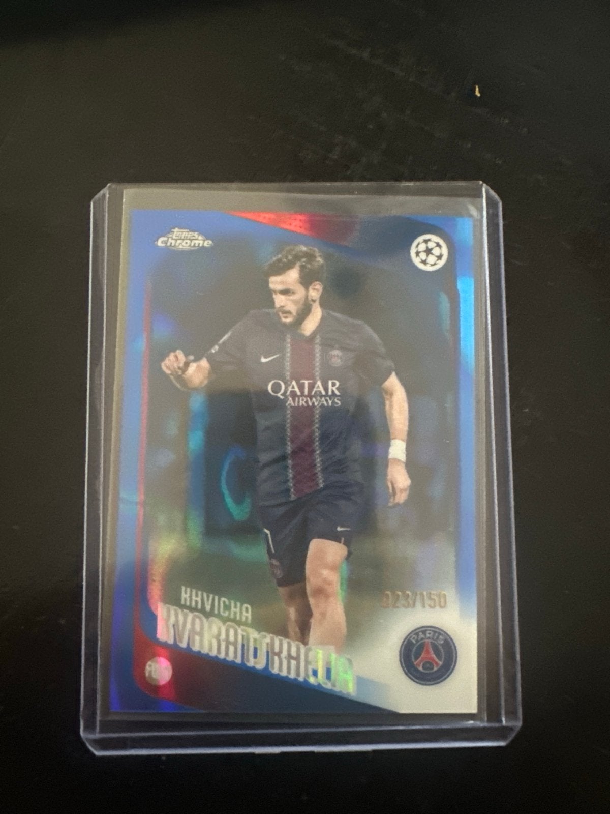 Khvicha Kvaratskhelia Topps Chrome PSG Voetbalkaart, Ophalen of Verzenden, Zo goed als nieuw, Buitenlandse clubs, Spelerskaart