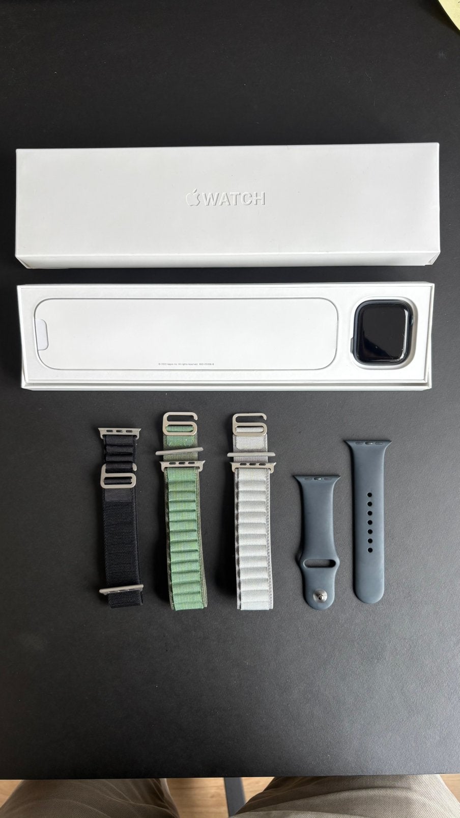 Apple Watch Series 8 45mm GPS Midnight  - Doos + 4 bandjes, Gebruikt, Apple Watch ⌚️, Zwart, IOS