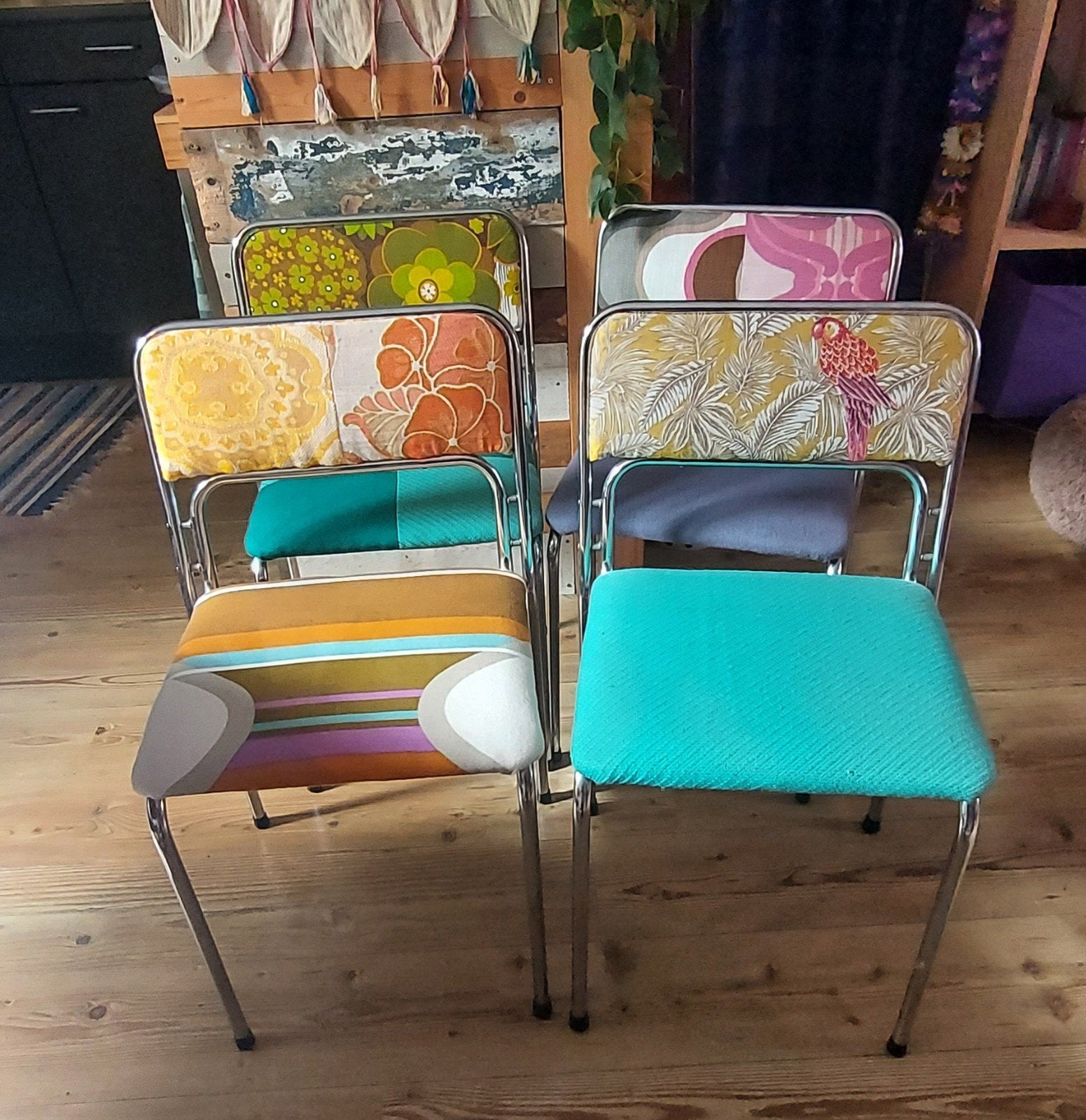 vintage eetkamerstoelen chroom, Ophalen, Gebruikt, Overige materialen