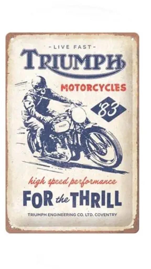 Triumph For The Thrill.  Metalen wandbord in reliëf ., 30 cm, 20 cm, Meerkleurig, Nieuw