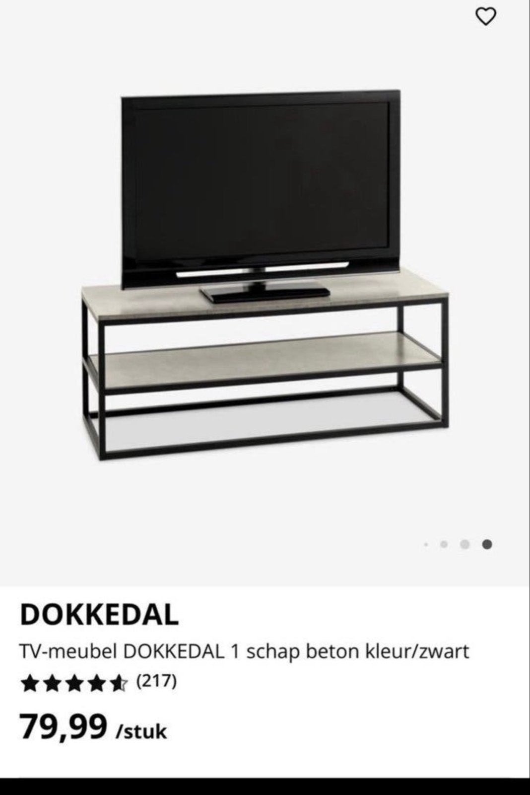 TV-meubel DOKKEDAL met 1 schap, betonlook/zwart, Ophalen, Gebruikt, 100 tot 150 cm, Minder dan 100 cm