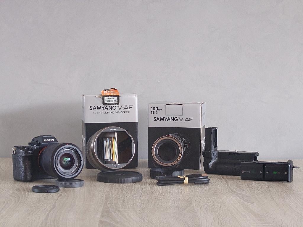 Sony a7 III Set, prime en zoom lens, adapter, battery grip, Ophalen of Verzenden, Zo goed als nieuw, Sony, Geen optische zoom