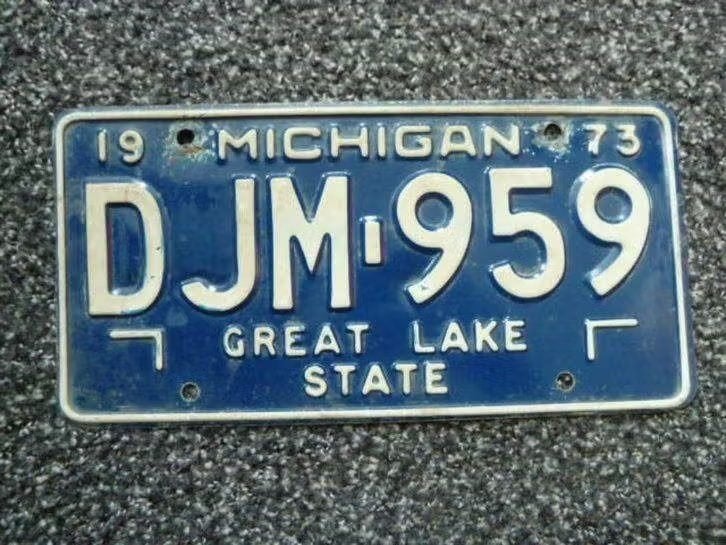 Kentekenplaat licenseplate Michigan 1973 1 USA, Verzenden, Gebruikt, Auto's