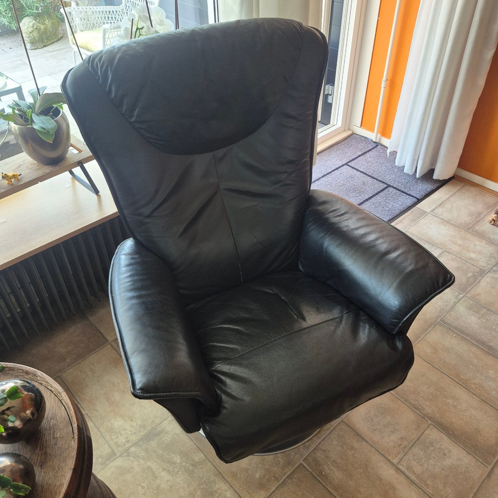 Leren relaxfauteuil - Zwart, Ophalen, Gebruikt, Zwart, Leer