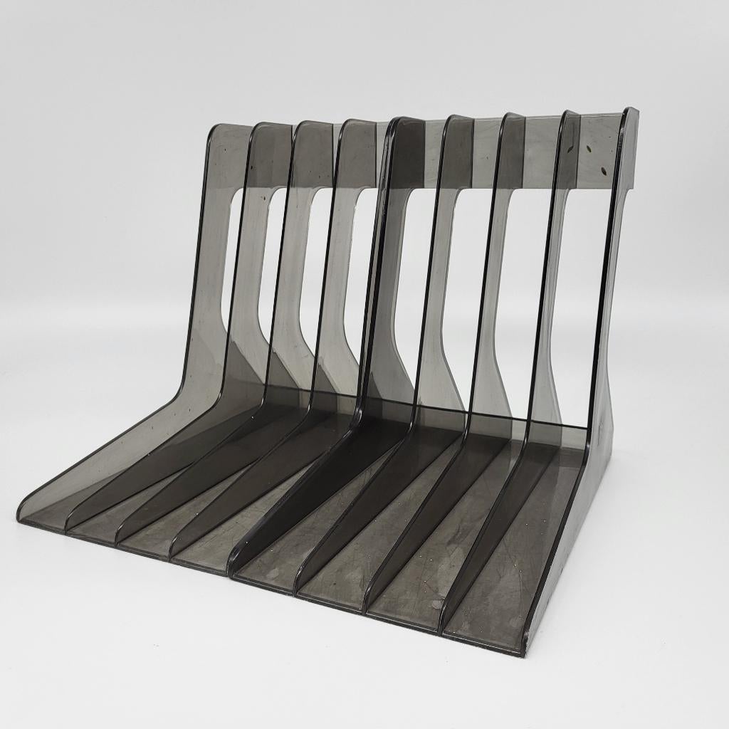 Space Age Records Holder Vinyl LP Record Stand Set Grijs, Huis en Inrichting, Woonaccessoires | Cd- en Dvd-rekken, Kunststof, Gebruikt