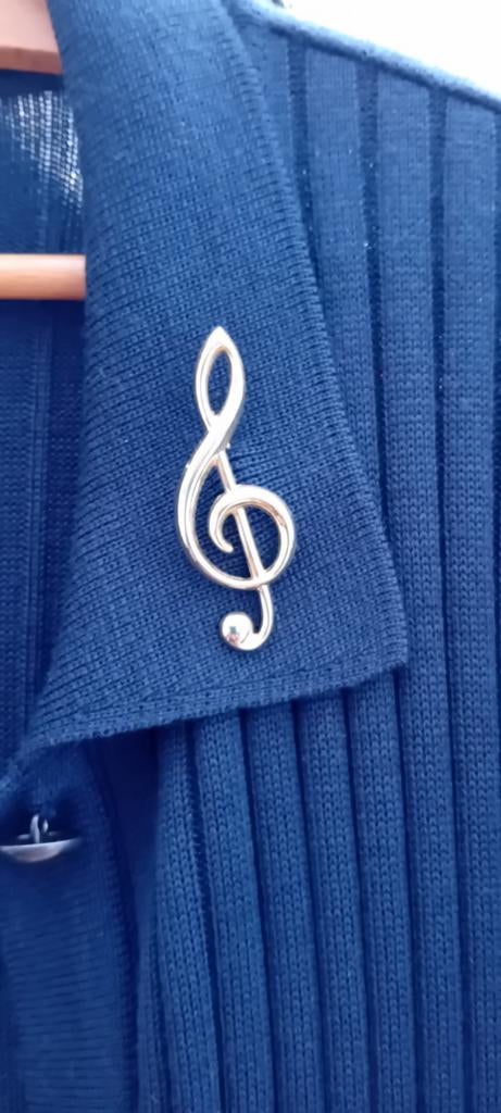Broche muziekteken goudkleur, Sieraden, Tassen en Uiterlijk, Broches, Overige materialen, 4 tot 7 cm, Ophalen of Verzenden, Zo goed als nieuw