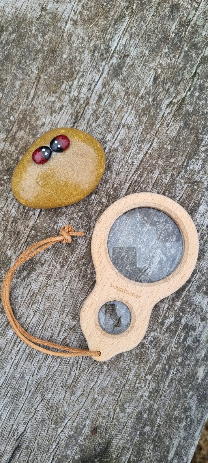 Houten vergrootglas met leren koord, Ophalen of Verzenden, Nieuw, Vergrootglas of Loep