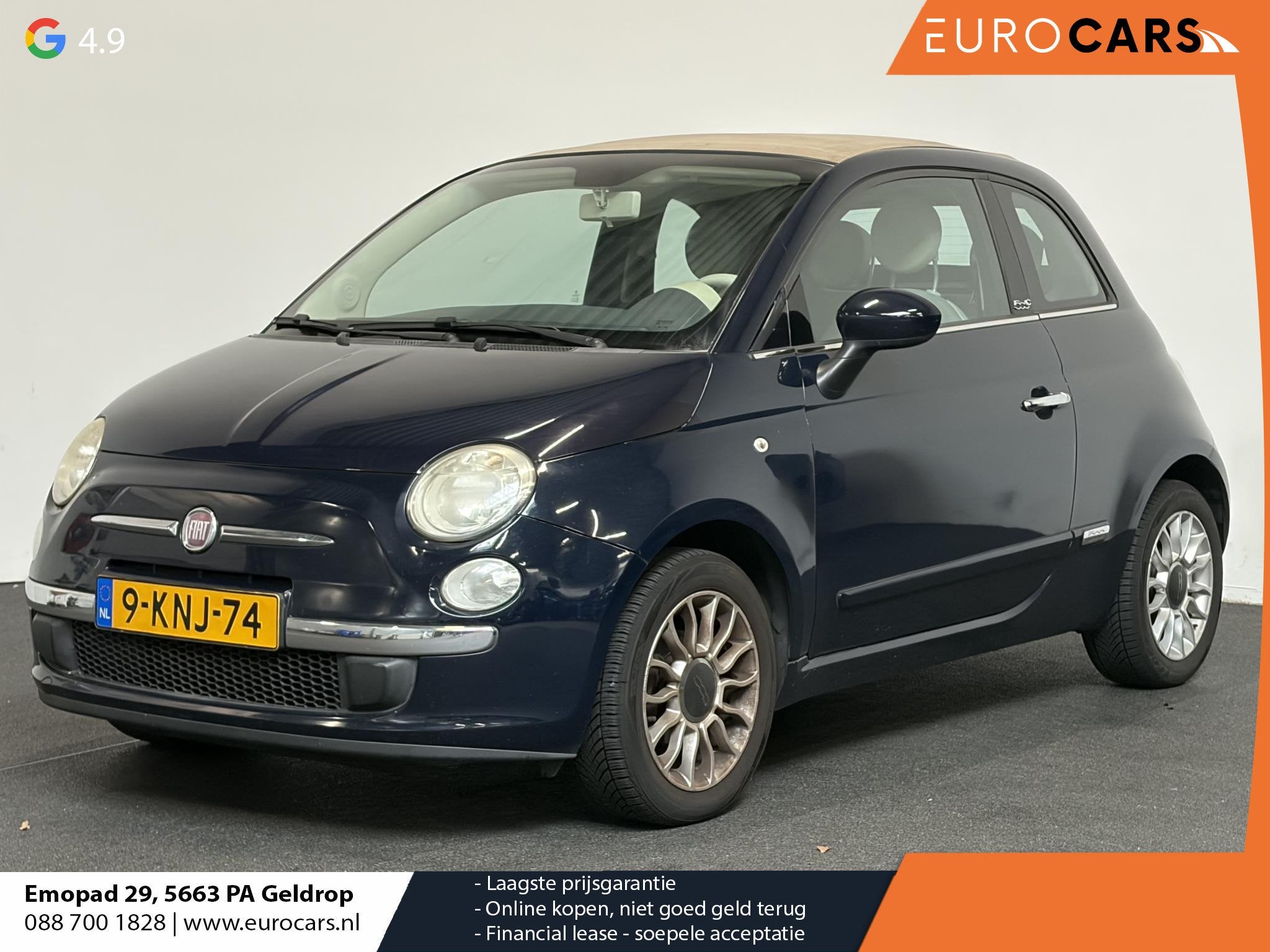 Fiat 500 C 1.2 Pop Airco Elektrische ramen, Auto diversen, 1242 cc, Cabriolet, Zwart, Handgeschakeld