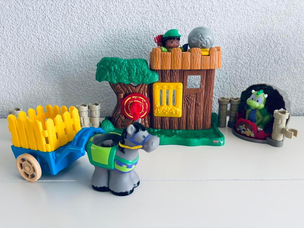 Fisher Price Little People Draak, Boshut & Robin Hood, Ophalen of Verzenden, Zo goed als nieuw, Speelset