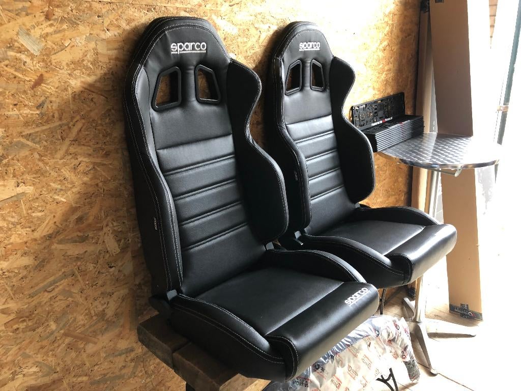 Sparco R100 Zwart sky leder Kuipstoel Sportstoel Racestoel, Auto diversen, Tuning en Styling, Ophalen of Verzenden
