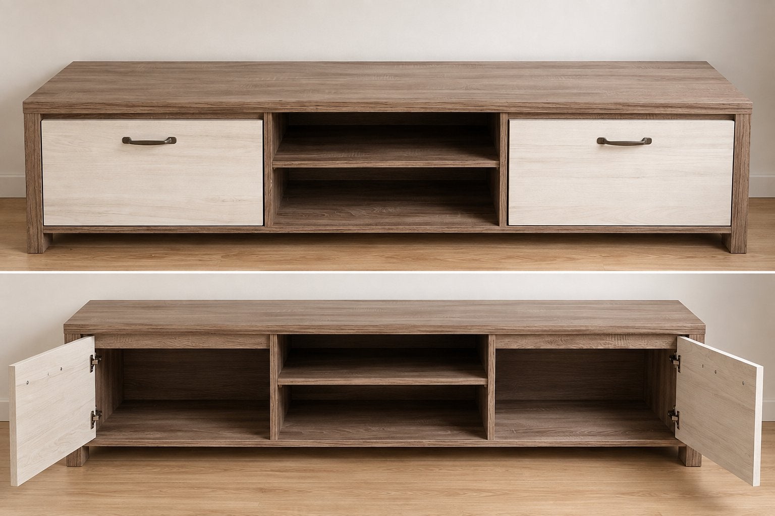 Leen Bakker TV-meubel Lidia – eikenkleur – 180 cm, 100 tot 150 cm, Ophalen of Verzenden, Zo goed als nieuw, Minder dan 100 cm