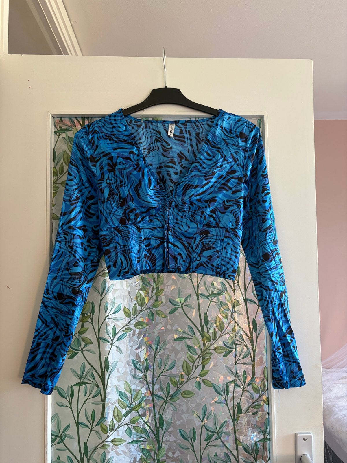 Blauwe crop top met lange mouwen - New Yorker, Kleding | Dames, Blauw, Zo goed als nieuw, Lange mouw, Ophalen