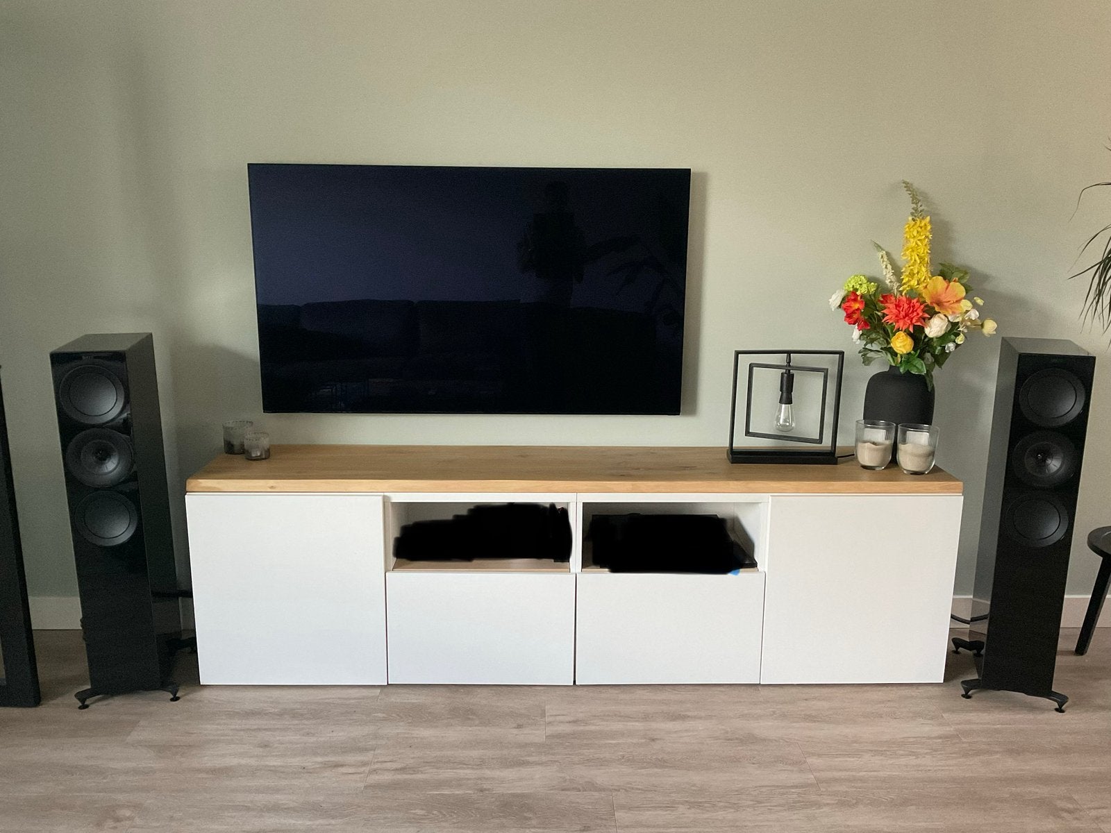 KEF R7 Vloerstaande Luidsprekers - Zwart, Zo goed als nieuw, 120 watt of meer, Front, Rear of Stereo speakers, Ophalen