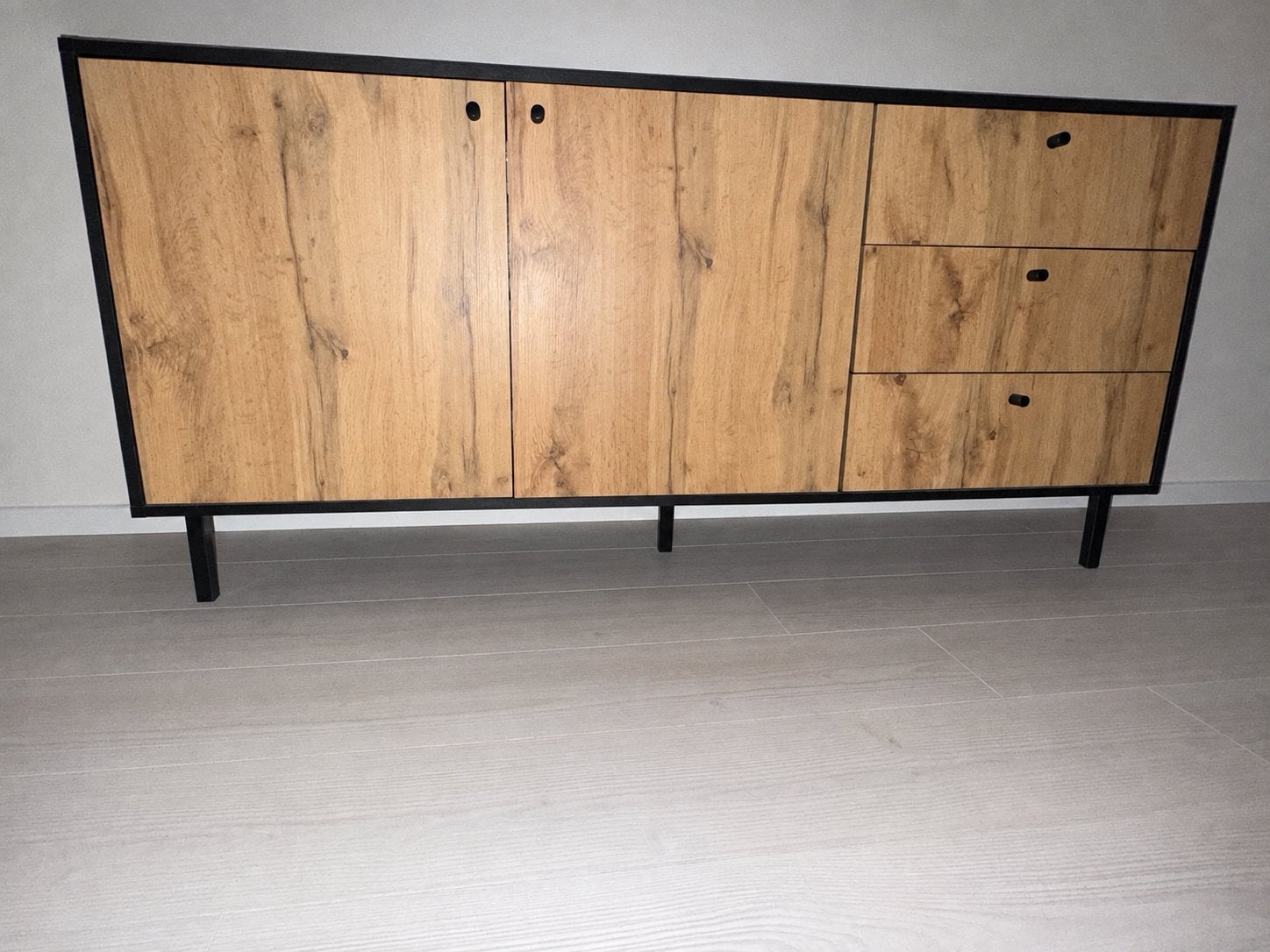 Dressoir industrieel met deuren en lades - 164x75x42 cm, Ophalen, 150 tot 200 cm, Zo goed als nieuw, Met lade(s)